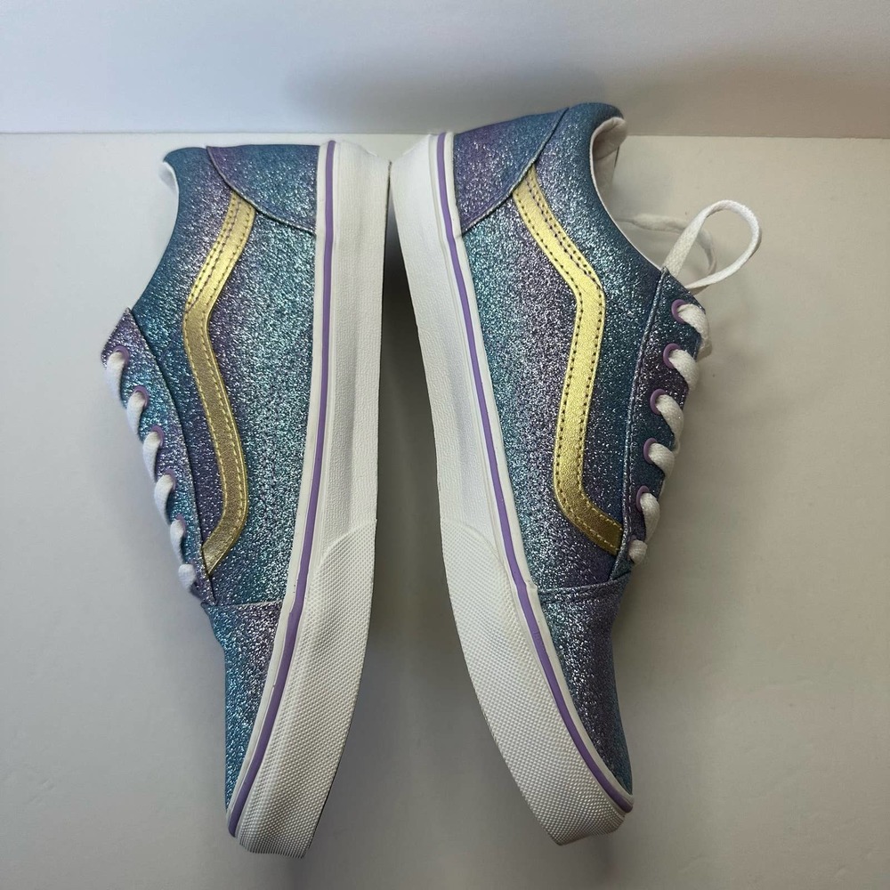 NWOT Vans Ombre Glitter Old Skool Blue/Purple Youth Junior Shoes Sz:7 - Picture 6 of 9